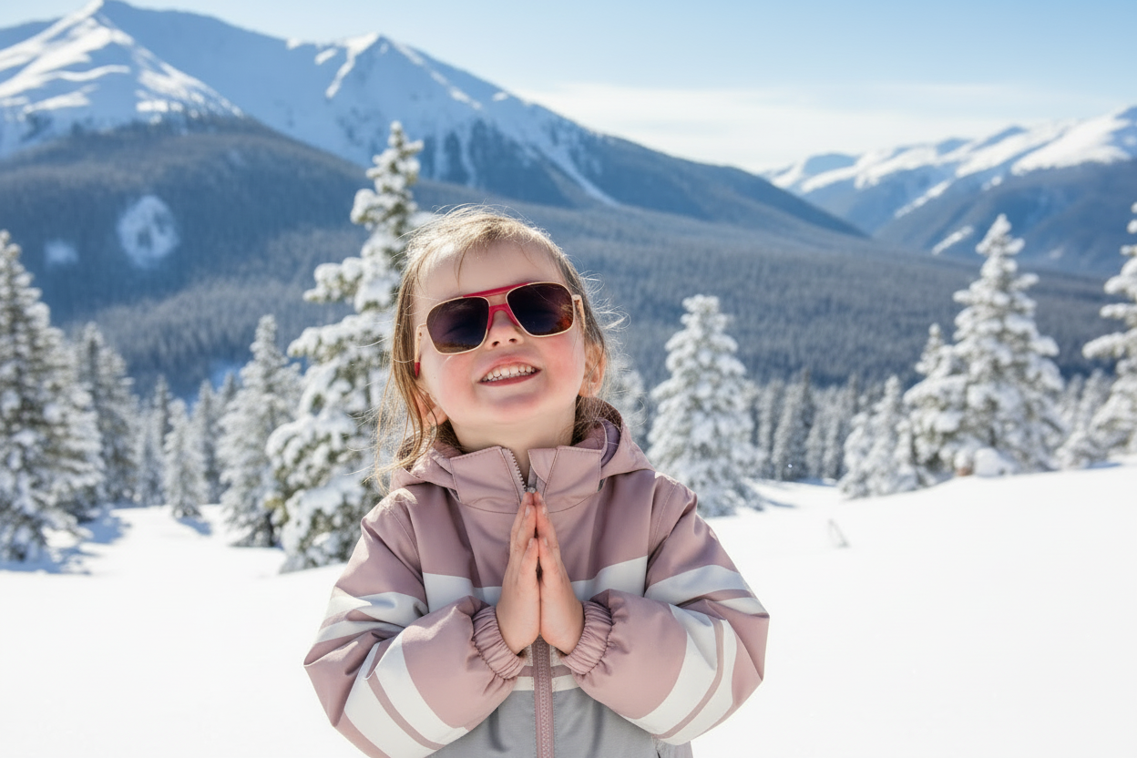 Young girl wearing Mokki Small 70s sunglasses in pink
