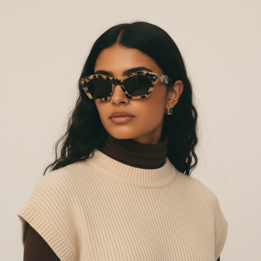 Woman wearing Mokki sunglasses in tortoise