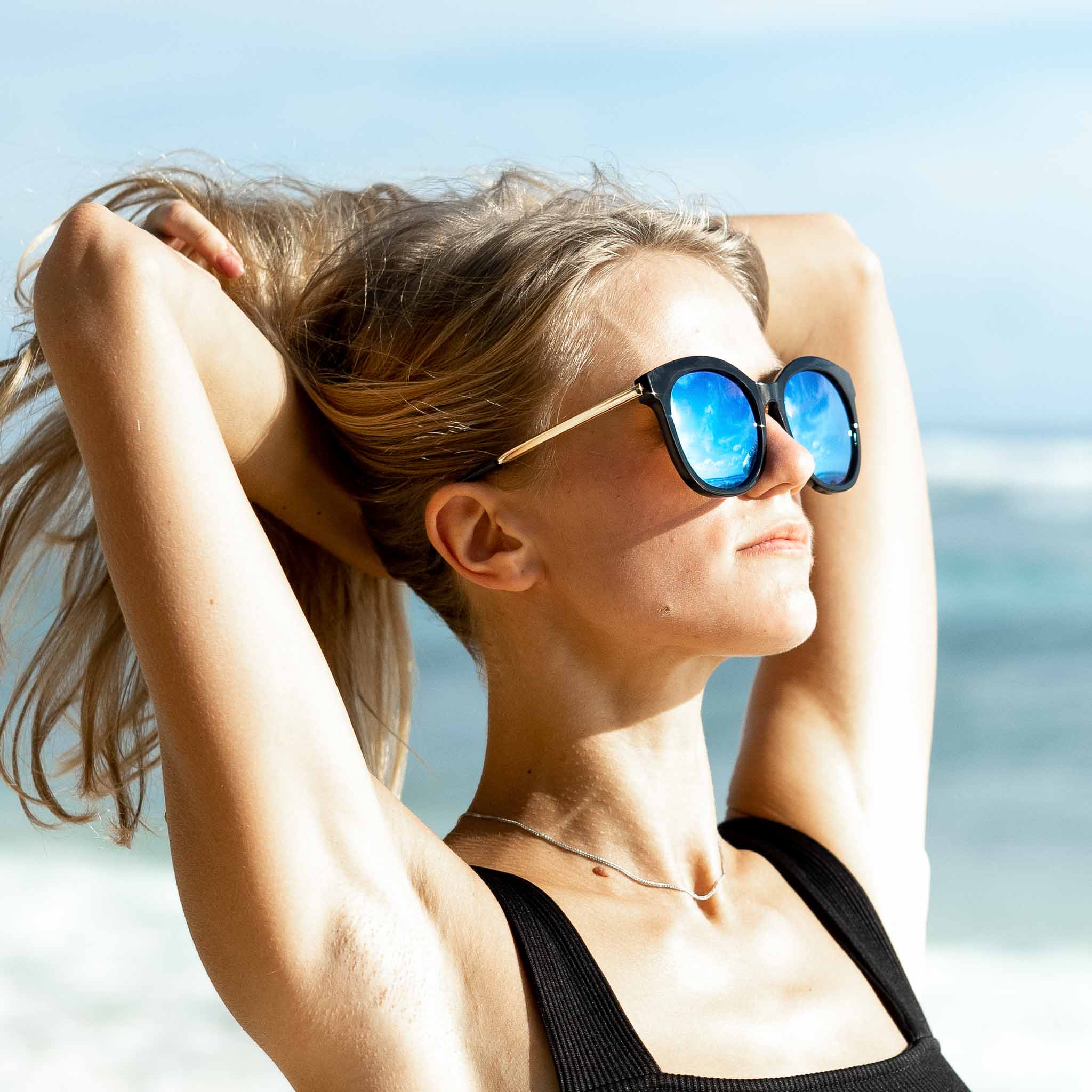 Woman wearing Mokki sunglasses