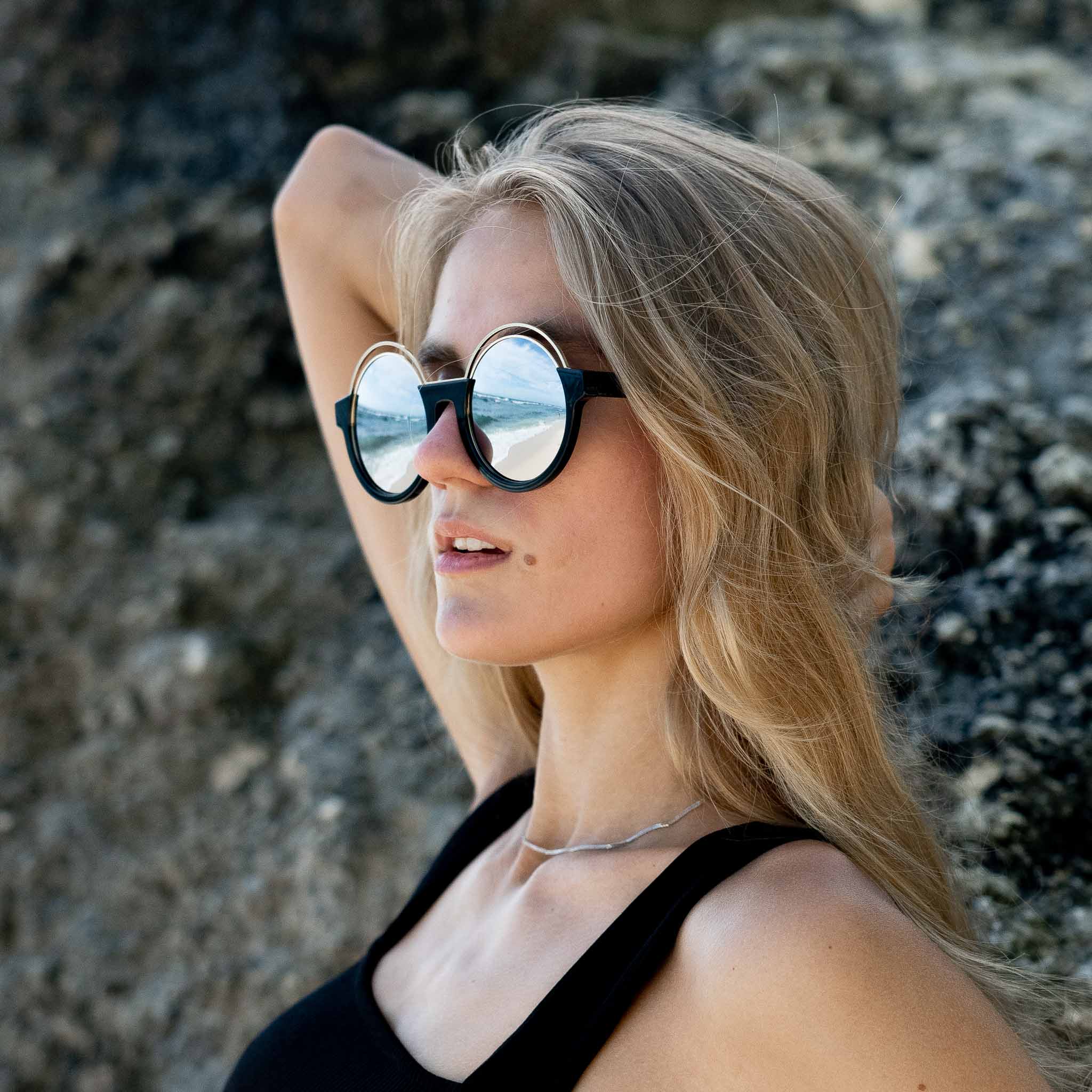 Woman wearing Mokki sunglasses