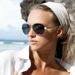 Woman wearing Mokki sunglasses
