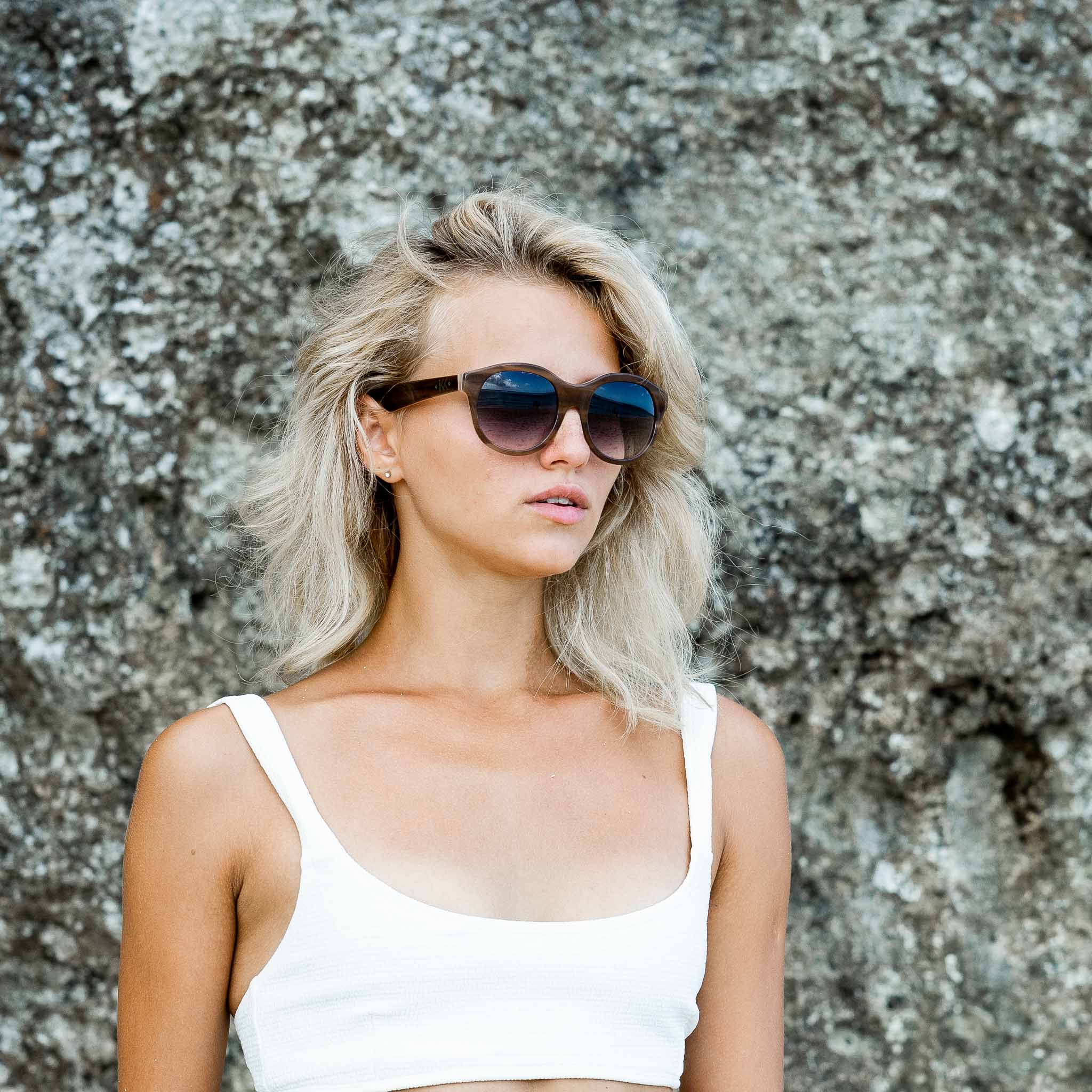 Woman wearing Mokki sunglasses