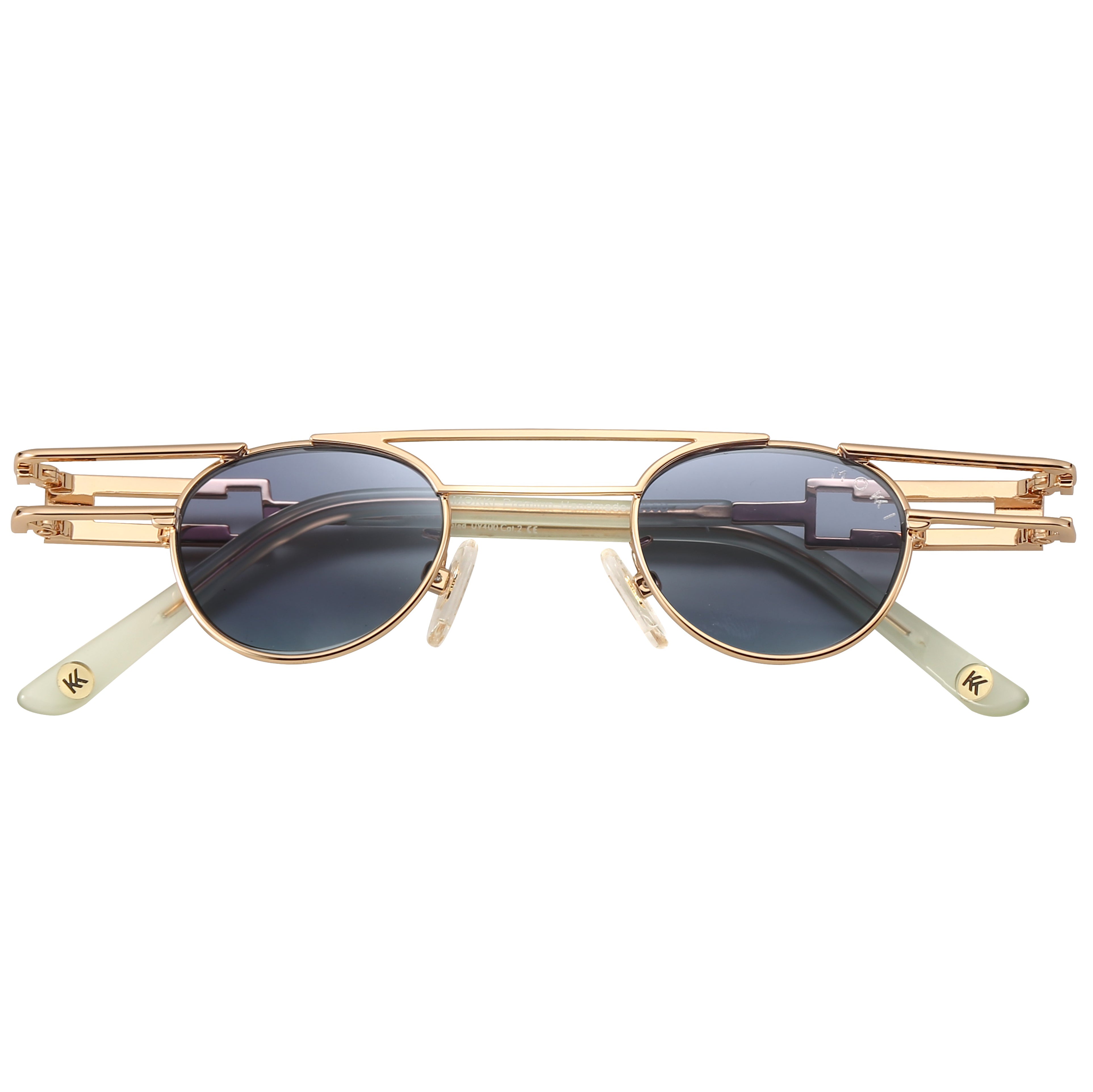 Mokki Petite Ovals 18k Gold-plated sunglasses with green lenses