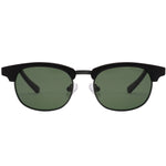 A pair of black-framed, green-tinted Mokki sunglasses designed for kids.