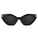 A pair of black cat-eye style Mokki sunglasses with dark lenses.
