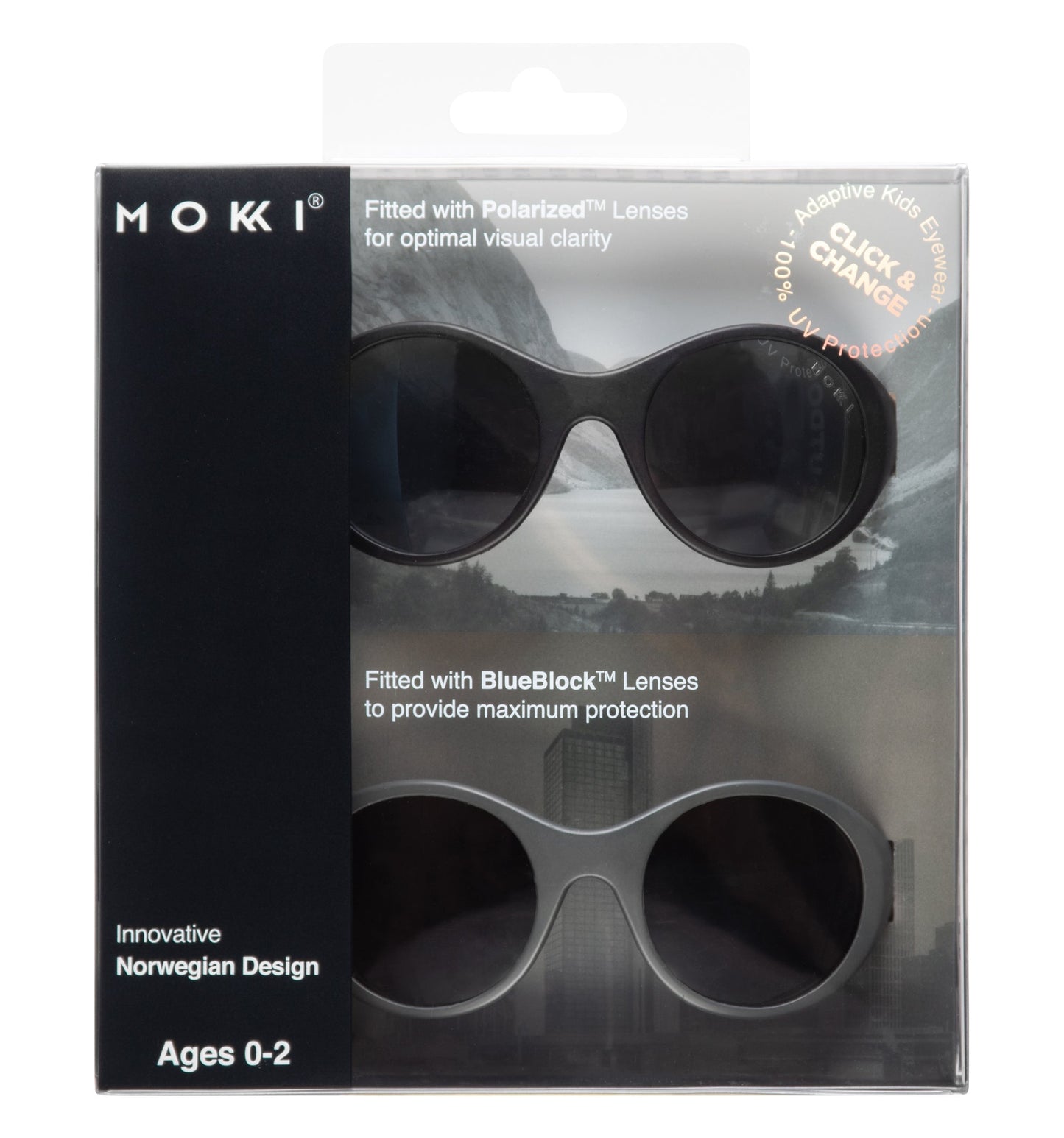 Mokki Click & Change-sunglasses for kids ages 0-2 in black